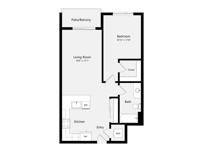 One Bedroom B02A 701 floor plan